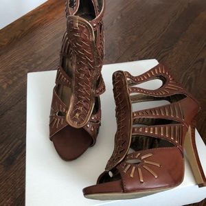 Brown and Gold gladiator style sandals